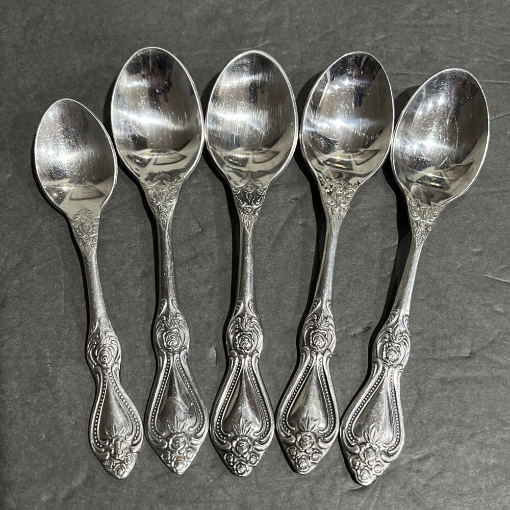 Stanley Roberts SRB269 Stainless Flatware 5 Spoons Garden Floral Rose Korea